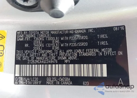 2016 Lexus Rx 350 F Sport from USA, damaged, VIN 2T2BZMCA4GC048476